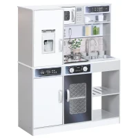 AIYAPLAY Pretend Play Toy Kitchen, Kids Kitchen Playset w/ Sounds and Lights Running Water, Coffee Maker, Refrigerator(m-1)
