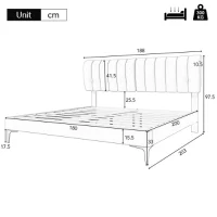 Elegantes Polsterbett, mit Reißverschluss, Lattenrost und Kopfteil, ohne Matratze, 180×200 cm, Grau(m-3)