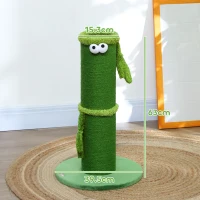 PawHut 63cm Cat Scratching Post for Indoor Cats, with Sisal Rope Cover, Large Base, Green(m-3)