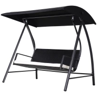 Outsunny Rattan Garden Swing Chair 3-Seater Black(m-11)