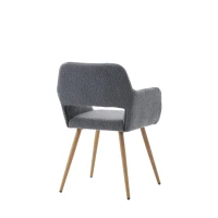 Scaun de prânz din material Teddy catifea, design ergonomic, Gri închis(m-11)