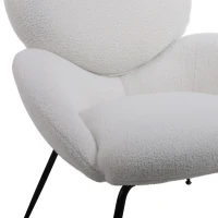 Teddy Sedia da Poltrone con Gambe in Metallo, Tessuto Morbido e Imbottito, Bracciolo Caratteristico, Sedia da Salotto Moderna per Soggiorno e Camera da Letto, Bianco(m-7)