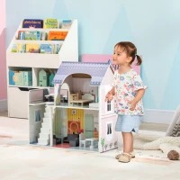 AIYAPLAY 2 Storey Dolls House with 13 Pieces Furniture, Play Set with Balcony, Gift for 3-6 Years Old(m-2)