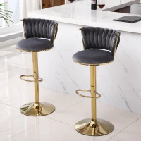 Set di 2 sgabelli da bar regolabili in altezza e girevoli, design moderno, Grigio(m-5)