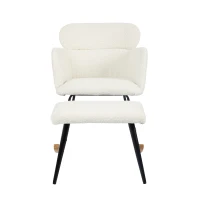 Sedia a dondolo con poggiapiedi, altezza 82 cm, larghezza seduta 45 cm, Bianco.(m-8)