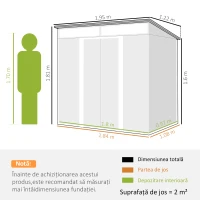 Outsunny Magazina Gradina 6.5×4 ft – Metal Galvanizat cu Fundatie & Usi(m-3)