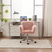 Sedia Girevole da Ufficio Ergonomica per Trucco o Studio con Altezza Regolabile, Sedia da scrivania in Metallo,Rosa(m-7)