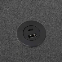 Doppelbett mit Stauraum und USB-Typ-C-Ladefunktion, Leinenstruktur, ohne Matratze,180x200 cm,Grau(m-9)