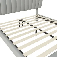 Elegantes Polsterbett mit Reißverschluss, Lattenrost und Kopfteil, ohne Matratze, 160×200 cm, Grau(m-8)