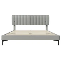 Elegantes Polsterbett, mit Reißverschluss, Lattenrost und Kopfteil, ohne Matratze, 180×200 cm, Grau(m-10)