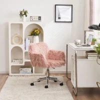 Sedia Girevole da Ufficio Ergonomica per Trucco o Studio con Altezza Regolabile, Sedia da scrivania in Metallo,Rosa(m-1)