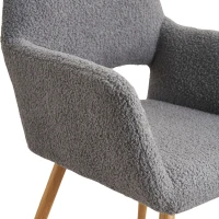 Scaun de prânz din material Teddy catifea, design ergonomic, Gri închis(m-6)