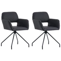 Set di 2 Sedie da pranzo ergonomiche in similpelle con gambe in metallo, Nero(m-2)