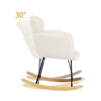 Sedia a dondolo con poggiapiedi, altezza 82 cm, larghezza seduta 45 cm, Bianco.(m-7)