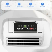 HOMCOM Dezumidificator de 12L cu Rezervor de Apă, Temporizator 24H și Afișaj Digital al Umidității, 28x18x50,6 cm, Alb(m-5)