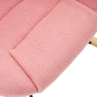 Fotoliu balansoar de relaxare cu spătar ergonomic și brațe de suport, din catifea Teddy confortabilă, Roz(m-8)