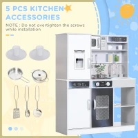 AIYAPLAY Pretend Play Toy Kitchen, Kids Kitchen Playset w/ Sounds and Lights Running Water, Coffee Maker, Refrigerator(m-7)