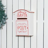HOMCOM A5 Christmas Letter Postbox - White/Red(m-10)