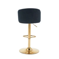 Set di 2 sgabello da bar moderno girevole e regolabile in altezza con schienale e poggiapiedi dorato per cucina, bar e bancone di ristorante, Nero(m-10)