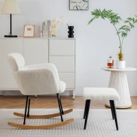Sedia a dondolo con poggiapiedi, altezza 82 cm, larghezza seduta 45 cm, Bianco.(m-5)