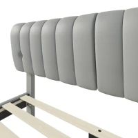 Elegantes Polsterbett mit Reißverschluss, Lattenrost und Kopfteil, ohne Matratze, 160×200 cm, Grau(m-6)