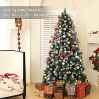 HOMCOM 6ft Snow-Dipped Artificial Pine Christmas Tree(m-4)