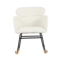 Sedia a dondolo con poggiapiedi, altezza 82 cm, larghezza seduta 45 cm, Bianco.(m-11)