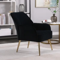 Poltrona da salotto in velluto, Design ergonomico, Nero(m-5)