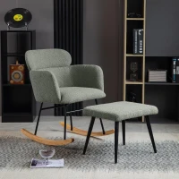 Sedia a dondolo con poggiapied, 82 cm di altezza con seduta larga 45 cm, ergonomica e comoda, Grigio(m-1)