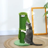 PawHut 63cm Cat Scratching Post for Indoor Cats, with Sisal Rope Cover, Large Base, Green(m-10)
