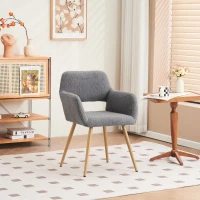 Scaun de prânz din material Teddy catifea, design ergonomic, Gri închis(m-2)
