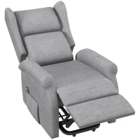 HOMCOM Power Lift Recliner Armchair, Electric Lift Chair for Elderly, Fabric Riser and Reclining Chair with Remote Control, Side Pockets, Extended Footrest, for Living Room, Grey(m-10)