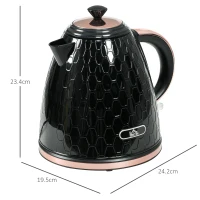 HOMCOM 3kW Rapid Boil Honeycomb Kettle - Black(m-3)