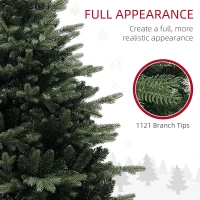 HOMCOM 5ft Artificial Spurce Christmas Tree with 1121 Branch Tips and Foldable Steel Base, Realistic Hinged Xmas Tree, Holiday Décor for Home Office, Green(m-6)