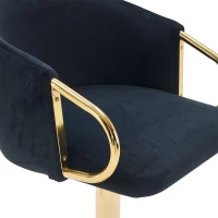 Set di 2 sgabello da bar moderno girevole e regolabile in altezza con schienale e poggiapiedi dorato per cucina, bar e bancone di ristorante, Nero(m-8)