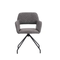 Set de 2 scaune de prânz ergonomice din piele ecologică cu picioare din metal, Gri Ciment(m-9)