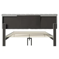 Elegantes Polsterbett, mit Reißverschluss, Lattenrost und Kopfteil, ohne Matratze, 180×200 cm, Grau(m-11)