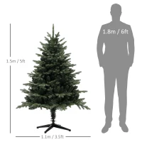 HOMCOM 5ft Artificial Spurce Christmas Tree with 1121 Branch Tips and Foldable Steel Base, Realistic Hinged Xmas Tree, Holiday Décor for Home Office, Green(m-3)