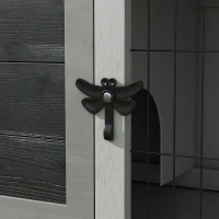 Pawhut Wooden Guinea Pig Hutch Bunny Cage Backyard Built in Tray Openable Asphalt Roof Small Animal House 86 x 45 x 70 cm Grey(m-9)