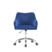Sedia in velluto regolabile e girevole per ufficio e casa, altezza regolabile, Blu scuro(m-9)