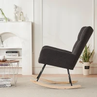 Scaun balansoar modern cu spătar înalt și brațe, țesătură din catifea Teddy confortabilă, potrivit pentru living, dormitor și spații interioare, Gri(m-5)