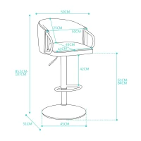 Set di 2 sgabello da bar moderno girevole e regolabile in altezza con schienale e poggiapiedi dorato per cucina, bar e bancone di ristorante, Nero(m-3)