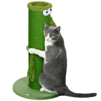 PawHut 63cm Cat Scratching Post for Indoor Cats, with Sisal Rope Cover, Large Base, Green(m-11)