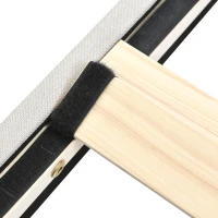 Gepolstertes Doppelbett mit Lattenrost und verstellbarem Kopfteil, Stoff, 140x200 cm, Grau-Beige(m-7)