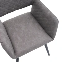Set di 2 Sedie da pranzo ergonomiche in similpelle con gambe in metallo per salotto e camera da letto, Grigio Cemento(m-6)