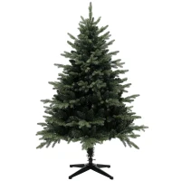 HOMCOM 5ft Artificial Spurce Christmas Tree with 1121 Branch Tips and Foldable Steel Base, Realistic Hinged Xmas Tree, Holiday Décor for Home Office, Green(m-11)