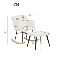 Sedia a dondolo con poggiapiedi, altezza 82 cm, larghezza seduta 45 cm, Bianco.(m-3)