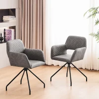 Set de 2 scaune de prânz ergonomice din piele ecologică cu picioare din metal, Gri Ciment(m-2)