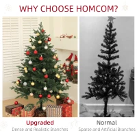 HOMCOM 5ft Artificial Spurce Christmas Tree with 1121 Branch Tips and Foldable Steel Base, Realistic Hinged Xmas Tree, Holiday Décor for Home Office, Green(m-5)