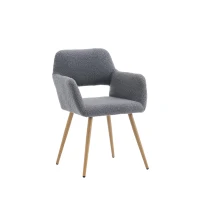 Scaun de prânz din material Teddy catifea, design ergonomic, Gri închis(m-1)